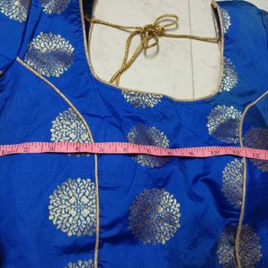 Blue Silk Stiched Blouse Padded Size: 30"/32"/34