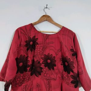 Red Floral Printed Kurta Set (Women's)