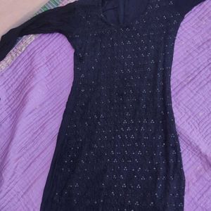 Black Kurta With Sequel Design, Minor Flaws