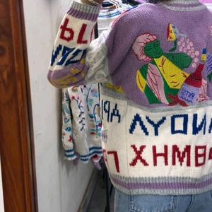 Vintage Knitted Graffiti Cardigan