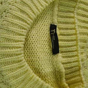 YELLOW HALF SLEEVED WOOLEN SWEATER