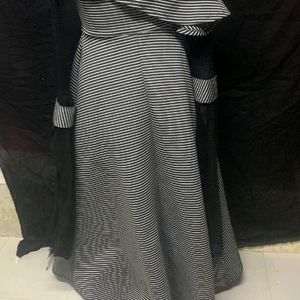 Black and White Gown  With Long Sleeves