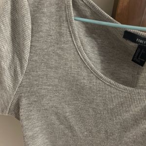 Grey T-shirt low Round Neck