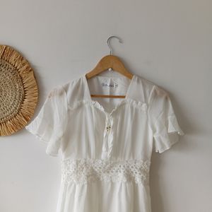 Aesthetic White Korean Dress