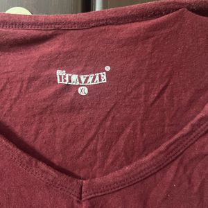 Maroon Cotton Plain Top Women