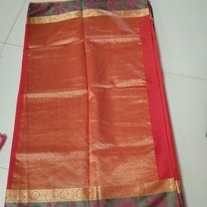 Light Orange Silk Cotton Saree...