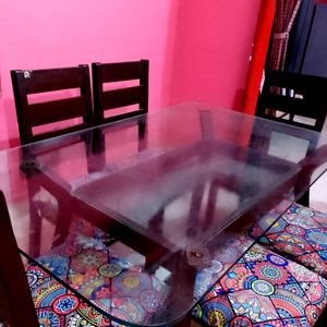 6 Seater Double Glass  Dining Table(Like 🆕)