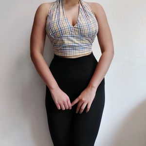 Halter Neck Check Top