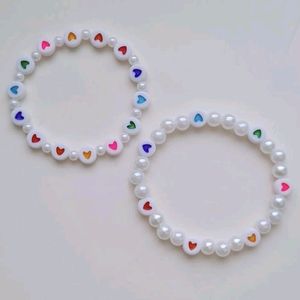 Heart Beaded Bracelet ( Ring Free)