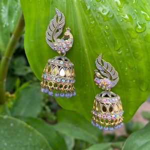 peacock design earrings