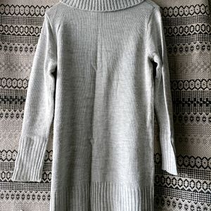 Grey LONG High Neck Sweater Dress