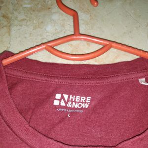 Here&Now Maroon T-shirt For Men.