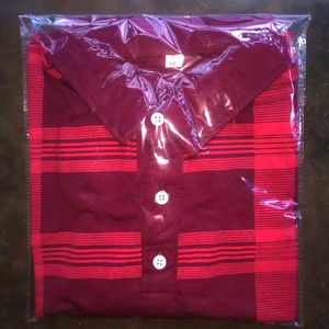 Mens Checked Maroon Cotton Full Sleeves T-shirt