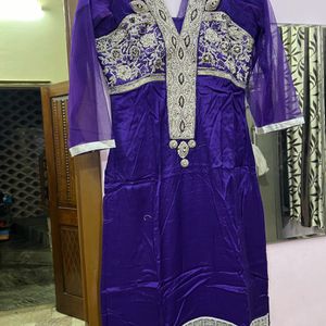 Heavy Embroidered Purple Kurti