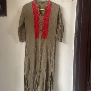 Khaki Cotton Kurta