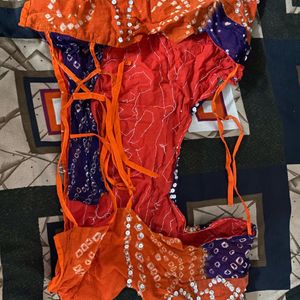 Orange And Blue Colour Navratri Lehenga Choli