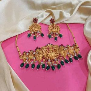 Ethnic South Indian Style Green Choker Set