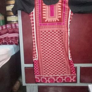 Pink Kurta With Black Legi