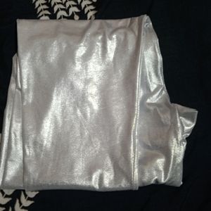 Silver Color Shimmery Leggins