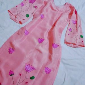 Pink Hand Painted Kurti