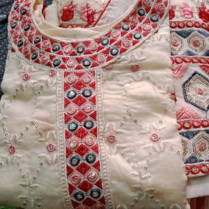 Chicken Work Kurti Lacha Set