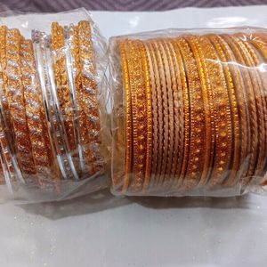 Metal Gold Glitter and Silver shine Chudiya Combo