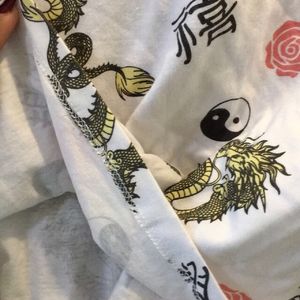 Yin & Yang Dragon Japanese T-shirt In White