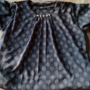 Beautiful Women Navy Blue Top With Bell Sleeves