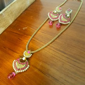 Rose Colour Chain Necklace | Jewellery Set