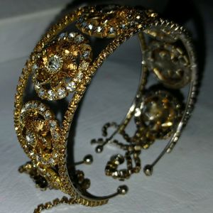 Beautiful  Silver ND Golden Diamonds Braclet