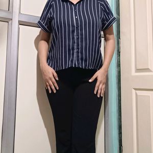 Striped Casual Crop Shirt