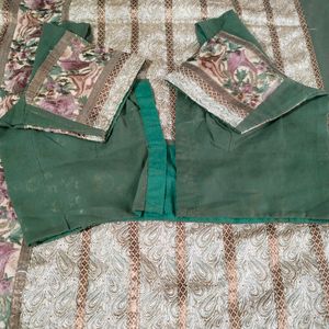 Mahendi Green Sari With Blouse