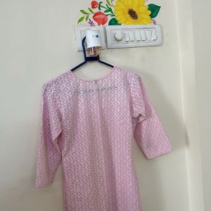 Chikan kari Pastel Pink Kurta