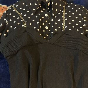 black Polka Dot Korean Top