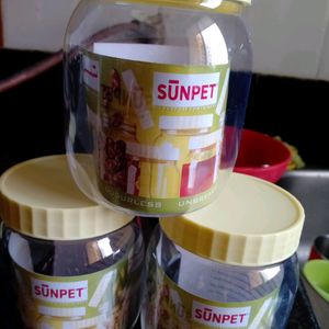 Plastic Sunpet Jar 500 Ml Each( Pack Of 3)