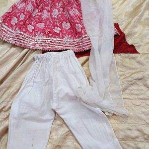 Pink Anarkali Kurta Pyajama For Kids