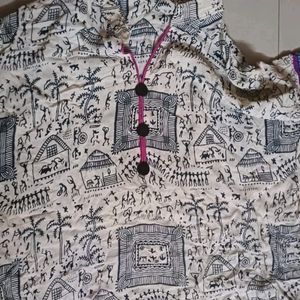 Kurta With Warli Art+ Indian Art Rayon