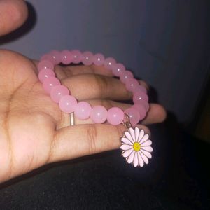 Handmade Pink Flower Bracelet