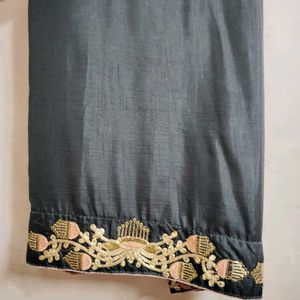 Pure Silk Grey Saree With Blouse