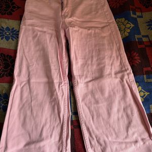 High Waist Trouser/Jeans For Women - Baby Pink