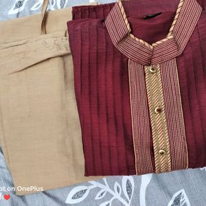 Maroon Chola With Golden Pant