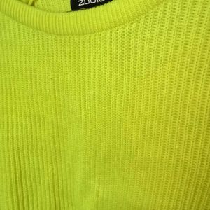 Neon Yellow Crop Sweat Shirt