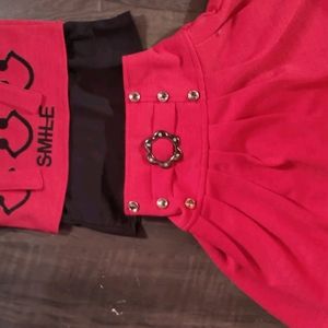 Unused Brand New Skirt Top Red And Black