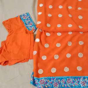 Women Saree Orange Colour