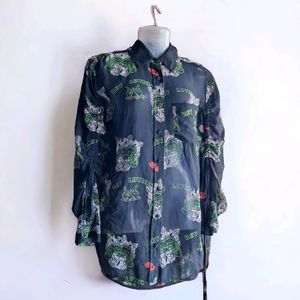 Imported China Printed Black Shirt