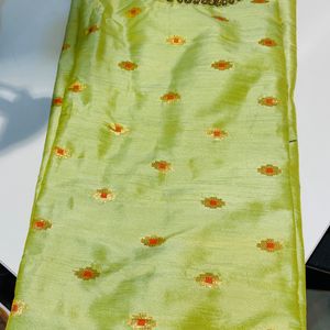 L | Lime Green Silk Kurti 3/4th Sleeves