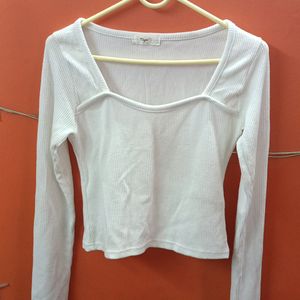 White Square Neck Crop Top