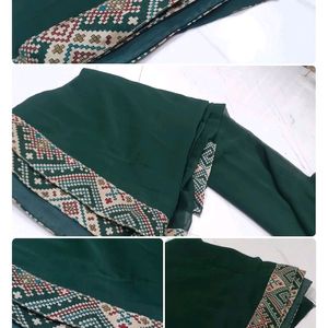 Plain Green Saree