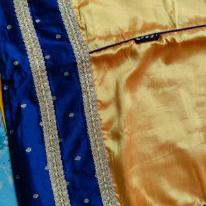 Yellow And Navy Blue Kurti Set