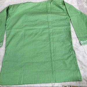 Green Short Chikenkari Kurta